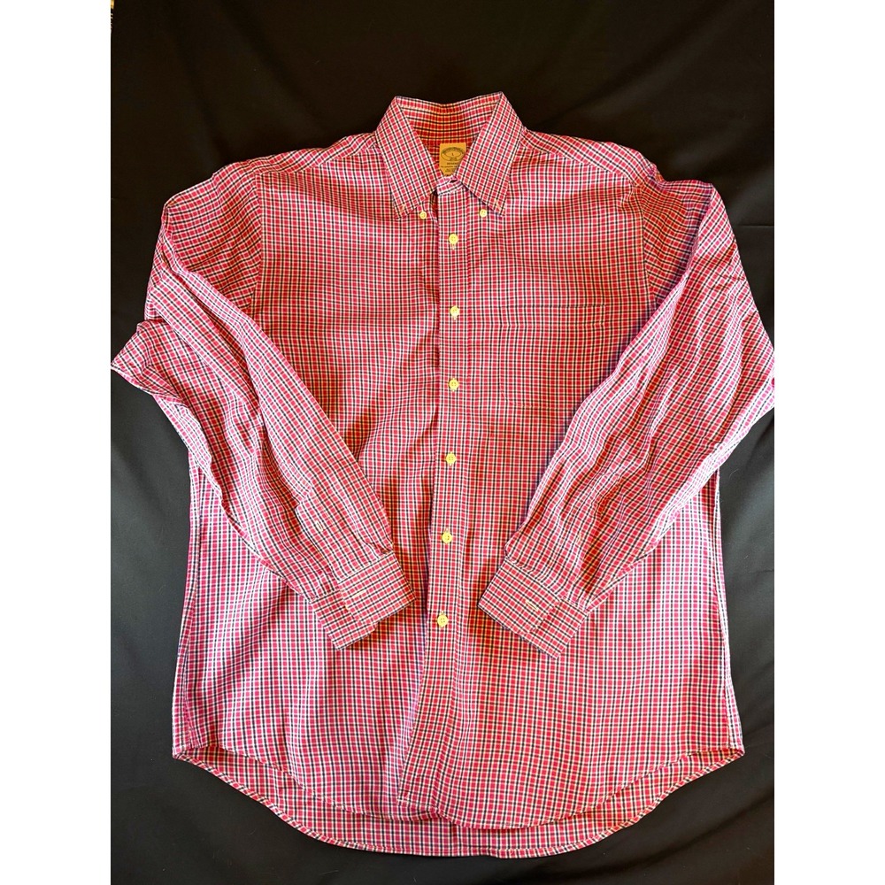 Brooks Brothers 1818 Regent Pink Blue White Check Men's Button-Down Shirt, Large